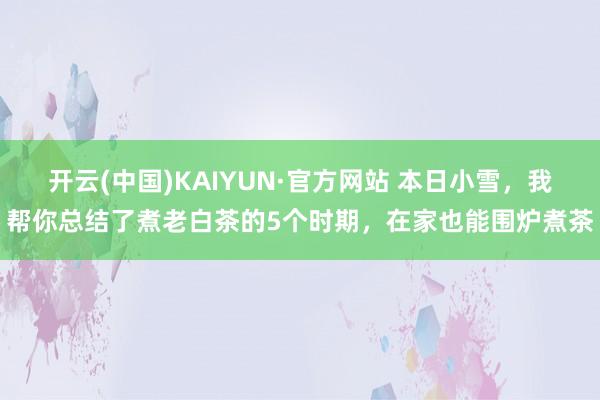 开云(中国)KAIYUN·官方网站 本日小雪，我帮你总结了煮老白茶的5个时期，在家也能围炉煮茶