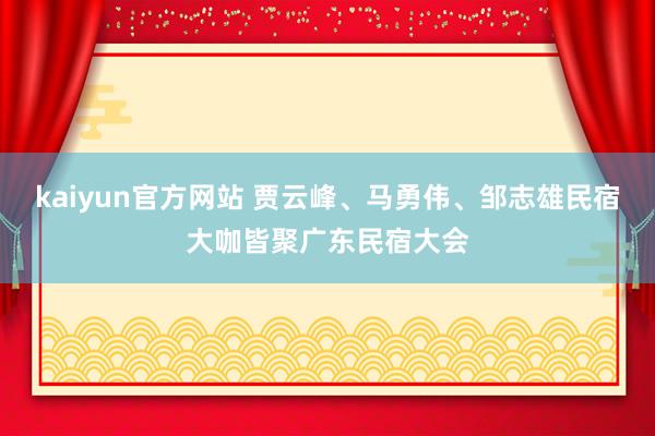 kaiyun官方网站 贾云峰、马勇伟、邹志雄民宿大咖皆聚广东民宿大会