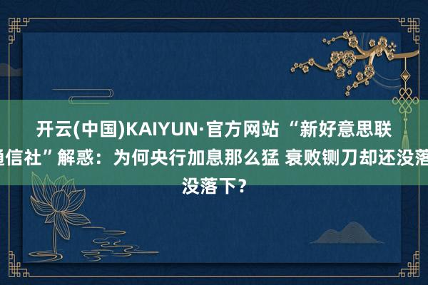 开云(中国)KAIYUN·官方网站 “新好意思联储通信社”解惑：为何央行加息那么猛 衰败铡刀却还没落下？