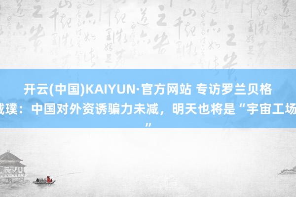 开云(中国)KAIYUN·官方网站 专访罗兰贝格戴璞：中国对外资诱骗力未减，明天也将是“宇宙工场”