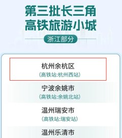 kaiyun中国官方网站 高铁直达! 余杭入选“长三角高铁旅游小城”!