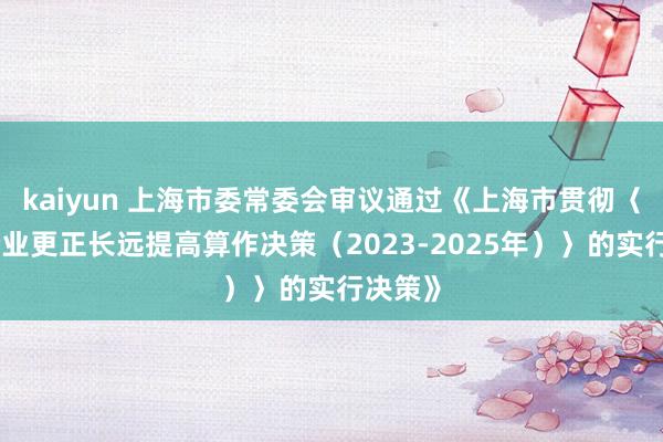 kaiyun 上海市委常委会审议通过《上海市贯彻〈国有企业更正长远提高算作决策（2023-2025年）〉的实行决策》