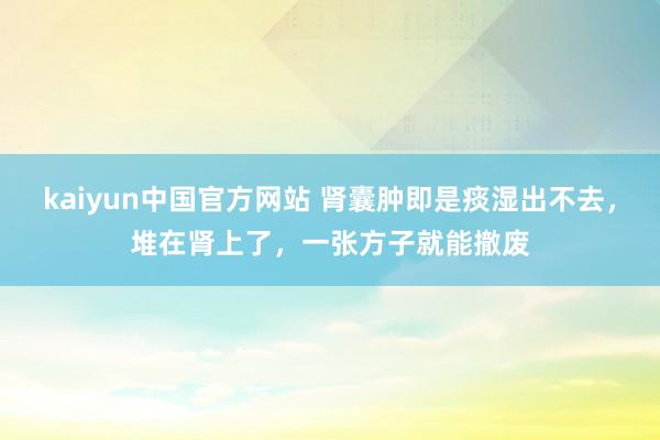 kaiyun中国官方网站 肾囊肿即是痰湿出不去，堆在肾上了，一张方子就能撤废