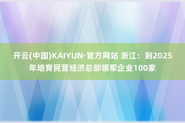 开云(中国)KAIYUN·官方网站 浙江：到2025年培育民营经济总部领军企业100家