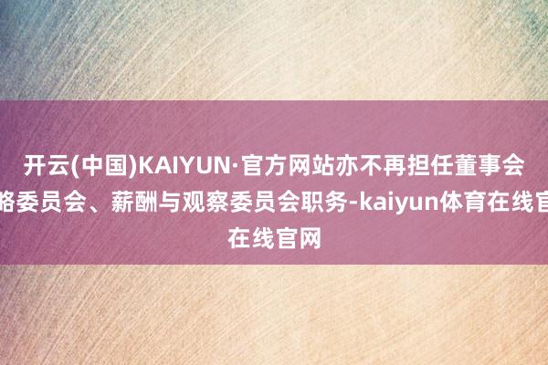 开云(中国)KAIYUN·官方网站亦不再担任董事会策略委员会、薪酬与观察委员会职务-kaiyun体育在线官网