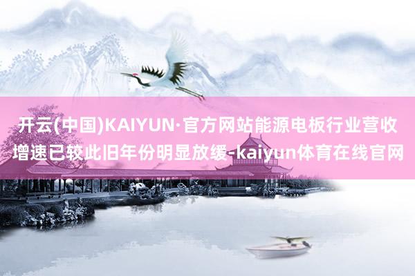 开云(中国)KAIYUN·官方网站能源电板行业营收增速已较此旧年份明显放缓-kaiyun体育在线官网