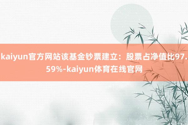 kaiyun官方网站该基金钞票建立：股票占净值比97.59%-kaiyun体育在线官网