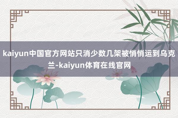 kaiyun中国官方网站只消少数几架被悄悄运到乌克兰-kaiyun体育在线官网