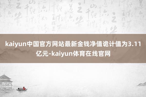 kaiyun中国官方网站最新金钱净值诡计值为3.11亿元-kaiyun体育在线官网