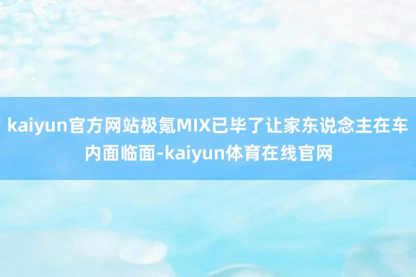 kaiyun官方网站极氪MIX已毕了让家东说念主在车内面临面-kaiyun体育在线官网