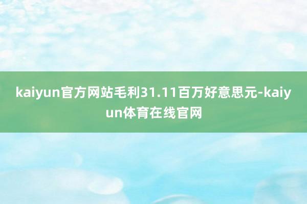 kaiyun官方网站毛利31.11百万好意思元-kaiyun体育在线官网