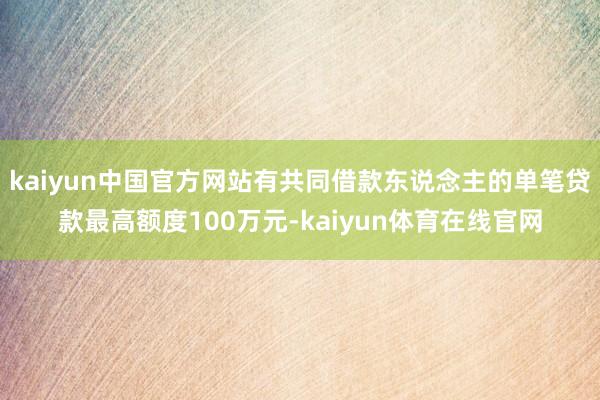 kaiyun中国官方网站有共同借款东说念主的单笔贷款最高额度100万元-kaiyun体育在线官网