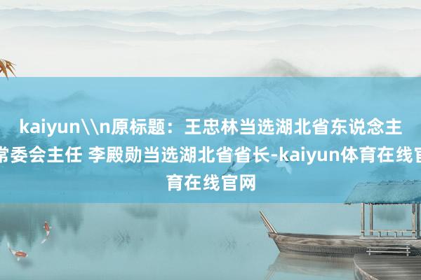 kaiyun\n原标题：王忠林当选湖北省东说念主大常委会主任 李殿勋当选湖北省省长-kaiyun体育在线官网