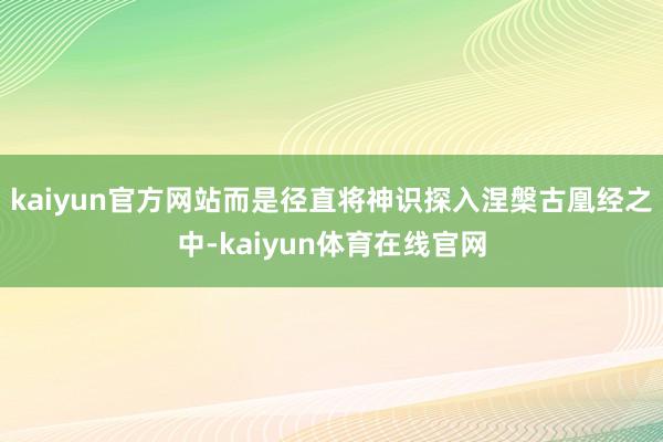 kaiyun官方网站而是径直将神识探入涅槃古凰经之中-kaiyun体育在线官网