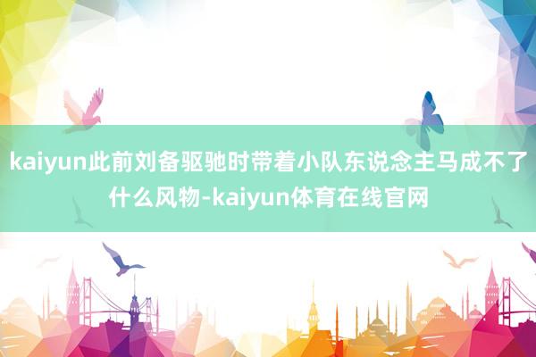 kaiyun此前刘备驱驰时带着小队东说念主马成不了什么风物-kaiyun体育在线官网