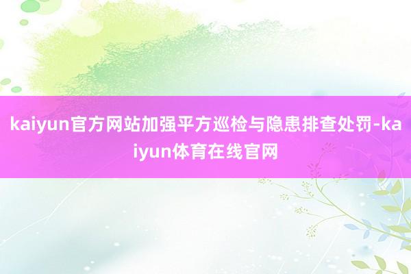 kaiyun官方网站加强平方巡检与隐患排查处罚-kaiyun体育在线官网