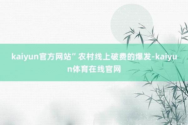 kaiyun官方网站”农村线上破费的爆发-kaiyun体育在线官网